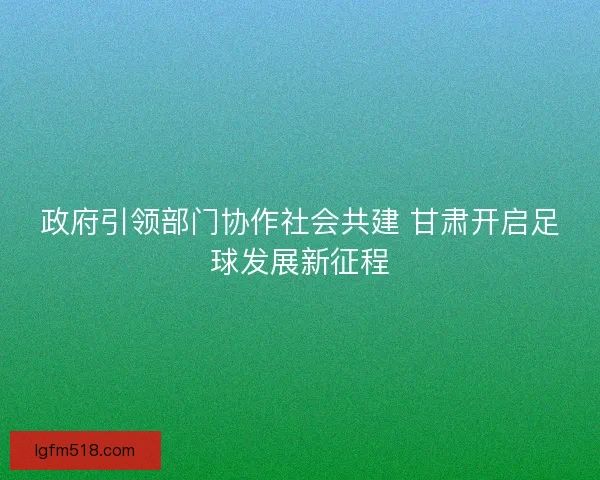 政府引领部门协作社会共建 甘肃开启足球发展新征程